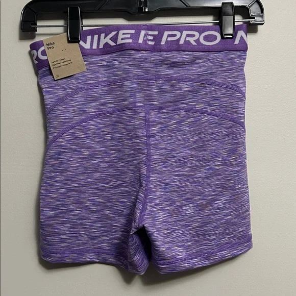 Nike Pro Women's Tight Fit High Rise 3” Heathered Purple Athletic Shorts Small - Picture 7 of 7